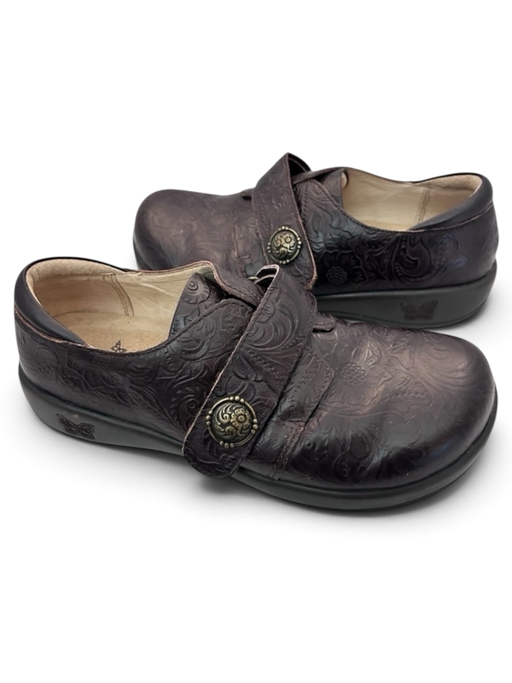 ALEGRIA Joleen Espresso Gale Tooled Clog Professional Comfort Shoe Size 38 us 8